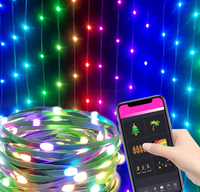 Guirlandes solaires USB multicolores 100 LED RGB PVC étanches pour jardin et terrasse