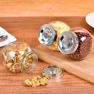 Frascos de Vidrio Transparentes para Almacenamiento, Redondos, Pequeños, con Tapa Metálica Hermética para Uso en la Cocina - Product Image 1