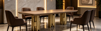 Table à manger de luxe légère avec base en métal, support artistique italien pour une esthétique de salle à manger haut de gamme