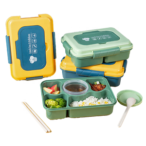 Fiambrera <span class=keywords><strong>Rectangular</strong></span> Multi Grid de 1600ml con palillos y cucharas Fiambrera para niños Fiambrera segura para microondas Contenedor de alimentos - Product Image 3