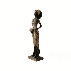 Figurine de femme africaine en résine de luxe - Sculpture d'art populaire unique, design artistique, forme irrégulière pour la décoration de la maison, cadeau de collection - Product Image 5