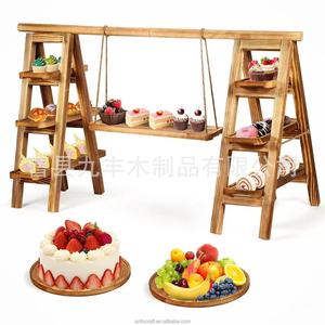 Estante de madera para pasteles, soporte de exhibición de 3 niveles de doble cara para almacenamiento de postres, organizador para sala de estar y dormitorio, madera maciza duradera - Product Image 1
