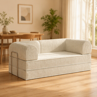 Canapé-lit combiné Zenmoon à compression 3 places, directement de l'usine ; utilisation en salon, 2-en-1 rotatif et extensible, en chenille/corduroy
