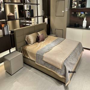 नई प्रवृत्ति लक्जरी बेडरूम फर्नीचर आधुनिक इतालवी शैली चमड़े की रानी/किंग आकार बिस्तर फ्रेम न्यूनतम डिजाइन - Product Image 6