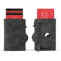 Traqueur de portefeuille Gps portable Couverture en cuir PU Alliage d'aluminium Blocage RFID Portefeuille intelligent automatique avec pince à monnaie Sac à monnaie