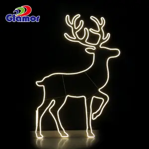 中山2D户外照明假日圣诞街头装饰驯鹿霓虹灯Flex Led图案灯