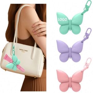 <b>Custom</b> Logo 2.79In Silicone Portable Clip on Butterfly Style Lip Gloss Bracket Keychain Pendant for <b>Lipstick</b> Perfume - Product Image 1