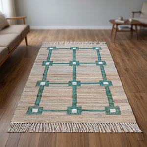 Handwoven Eco Friendly Braided Jute Rugs Cotton Blend Carpets Durable Natural Fiber Floor <b>Mats</b> Stylish Handmade Home Decor - Product Image 2