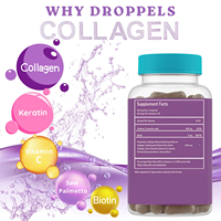 Collagène, biotine, vitamines avec kératine, vitamine C et palmier nain, complément pour cheveux, peau et ongles, 60 capsules
