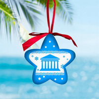 Impression de logo personnalisé Souvenir touristique décoration de boule de Noël suspendus Grèce Souvenir ornements de Noël grecs