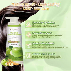 SNUKIA Apple Essence Instant Brown Haars hampoo 25 Min. Abdeckung Grau 3-in-1 Färbe shampoo mit Botanicals-Extrakt Fo-Ti & Ginseng - Product Image 4