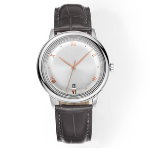 Montre pour homme luxueuse, élégante, de qualité supérieure, cadran bleu, bracelet en cuir de 20 mm, trois aiguilles, saphir, bracelet rond - Product Image 6