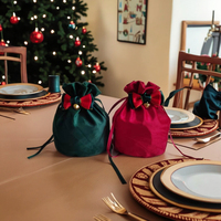 Sacs cadeaux de Noël en velours imprimé, design moderne, de luxe, pour les fêtes, réutilisables et écologiques, vente en gros