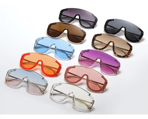 Gafas de Sol de Moda con Lentes de PC de una Sola Pieza, Degradado, Unisex, Metálicas, Modernas, de Gran Tamaño - Product Image 1