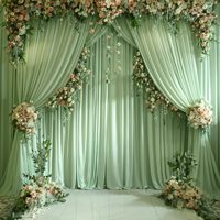 Rideau de fond vert sauge pour mariage bébé douche sans rides toile de fond rideaux panneaux Photo photographie Polyester tissu
