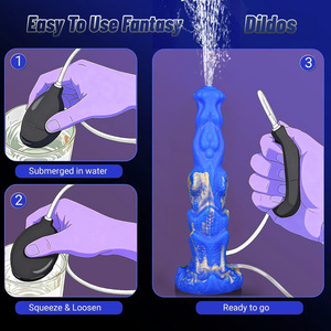 Dildo réaliste étanche IPX7 <span class=keywords><strong>avec</strong></span> <span class=keywords><strong>prépuce</strong></span> mobile, fonction de jet de liquide et ventouse animale - Product Image 3
