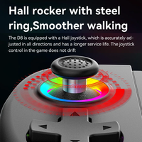 Manette de jeu mobile D8 RGB, contrôleur extensible, turbo, gyroscope 6 axes, vibration, sans fil BT, ergonomique, poignée sans fil pour tablette