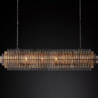 Lámpara de Araña de Cobre Sólido de Lujo, Diseño Vertical Hecho a Mano, Acabado Dorado Antiguo, LED E12, Altura Ajustable, Luz de Arte Moderno