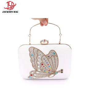Ladies Party Evening Metallic Clutch Bag Glitter Butterfly Handbag For Girls