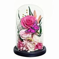 Ornement en verre avec fleurs préservées, fleurs réelles, rose naturelle luxueuse et créative, cadeau pour la fête des mères, Noël