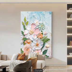 Pintura Floral en Lienzo, Marco Rectangular Blanco, Decoración de Pared para Sala de Estar, Fondo de Sofá - Product Image 4