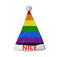 Chapeau de Père Noël personnalisé avec drapeau arc-en-ciel Trigender, chapeau en polaire corail doux et chaud pour la marche des fiertés et les fêtes du Nouvel An