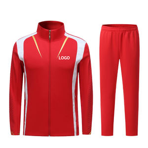 ชุดกีฬาแขนยาวสำหรับผู้ชายและผู้หญิง, ชุดกีฬาแบบลำลองพร้อมเสื้อแจ็กเก็ตและกางเกงซิปเต็มชุด2ชิ้น - Product Image 2