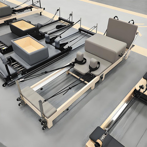 เครื่องปฏิรู<span class=keywords><strong>ป</strong></span>ตัวแบบพิลาทิส ทำจากไม้เมเปิลสีขาวเกรดเชิงพาณิชย์ อุ<span class=keywords><strong>ป</strong></span>กรณ์พิลาทิสระดับมืออาชีพสำหรับสตูดิโอ สีเบจ <span class=keywords><strong>สำหรับ</strong></span>การออกกำลังกาย - Product Image 1