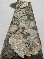 Nouveau Tissu en Dentelle Brodé Tissé Uni Scintillant à Paillettes Respirant Écologique 100% Polyester Léger Luxueux Perlé