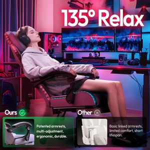 Ajunion lớn và cao chơi game ghế 400lbs Gia cố khung thép máy tính chơi Game ghế chứng nhận Heavy-Duty Racing chơi game ghế - Product Image 6