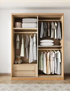Armario Escandinavo de Madera con Puertas Correderas Estilo Shaker, Mueble de Dormitorio Moderno Independiente de Madera Maciza - Product Image 6