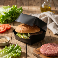 Boîtes à hamburger et frites jetables noires personnalisées en gros – Emballage alimentaire en papier pour hamburgers
