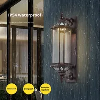 Rétro LED Solaire Porte Post Jardin Lumière Extérieure Verre Longue Bande Applique Murale avec Aluminium IP65 Étanche Villa Mur Porte Lumière