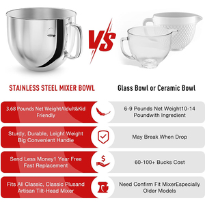 <span class=keywords><strong>Bol</strong></span> mélangeur compatible <span class=keywords><strong>KitchenAid</strong></span> 7QT, en acier inoxydable, qualité alimentaire, compatible lave-vaisselle, pièces de rechange pour batteur sur socle. - Product Image 4
