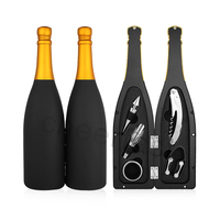 Produits spéciaux ouvre-bouteille de champagne en forme de boîte-cadeau en métal complètement 5 pièces outils pour le vin kit ouvre-bouteille