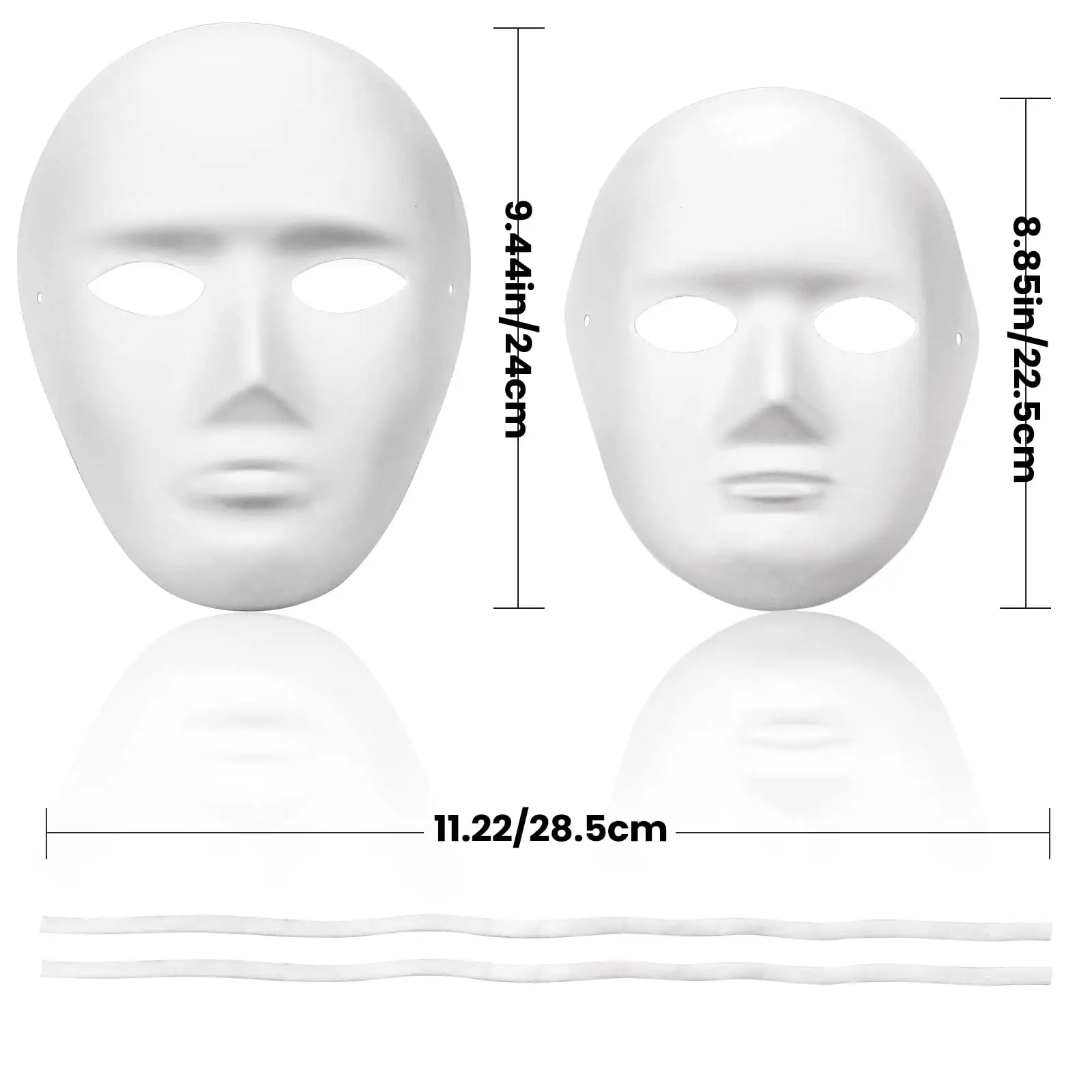 10 पैक सफेद कागज मुखौटा के साथ बंधे रस्सियों के लिए रिक्त पूरा चेहरा नकाब Cosplay बहाना मुखौटा पार्टी DIY रचनात्मकता और हेलोवीन
