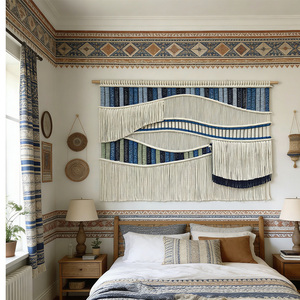 Decorazione <span class=keywords><strong>da</strong></span> Parete in Macramè con Frange Ondulate e Accenti in Legno Naturale, Produzione OEM/ODM per Interni Domestici - Product Image 6