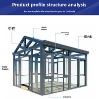 Véranda moderne en verre trempé triangulaire en alliage d'aluminium, insonorisée, pour chambre à coucher, jardin extérieur, terrasse, balcon