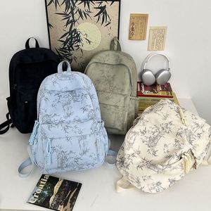Custom Bamboo Printing Unisex <b>Lightweight</b> Junior High School Bag College Student <b>Backpack</b> With Logo - Product Image 1
