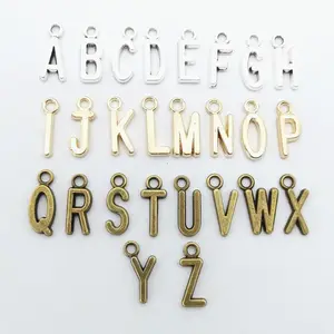 Pendentif alphabet en alliage pour bijoux, breloques en lettres pour bracelet ou collier, vente en gros,