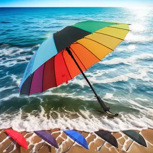 하이 퀄리티 24 강한 늑골 방풍 직물 비 사업 선물 우산 광고 판촉 사용자 정의 로고 골프 우산