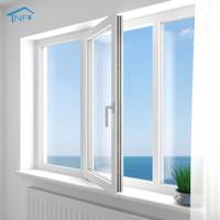 Marco de aleación de aluminio para ventana abatible de doble acristalamiento de diseño moderno de alta calidad NF con vidrio templado de rotura térmica para uso doméstico