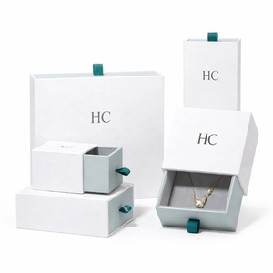 Minimalist <b>Jewelry</b> Set Box Luxury Rigid Sliding Drawer <b>Jewelry</b> Gift Box Custom Velvet Insert Foil Stamping Custom Logo Wholesale - Product Image 5