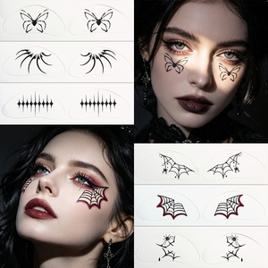 Tatuaggi Temporanei per Viso e Occhi di Halloween all'Ingrosso, Basso MOQ, Design Personalizzati di Ragni e <span class=keywords><strong>Farfalle</strong></span>, Adesivi Artistici per il Corpo Impermeabili e Non Tossici - Product Image 1