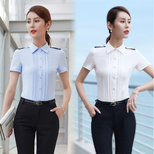 Camisa de Trabajo de Manga Corta de Color Sólido para Mujer, Uniforme de Oficina, Ropa Formal Profesional para Mujer, Marca Zixi - Product Image 2
