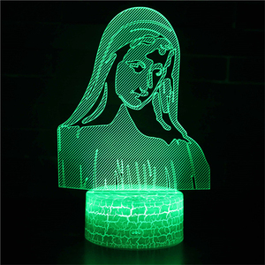 Jesue Series LED 3D Night Light Lámpara de ilusión óptica 7 colores que cambian USB Powered Bedside Light - Product Image 4