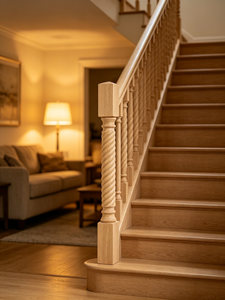 Balustre d'escalier en bois de peuplier EFS, design torsadé à sommet carré, style moderne, écologique, installation DIY, pour balustrades et mains courantes d'escalier - Product Image 3
