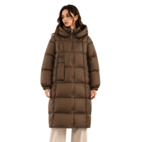 Doudoune longue pour femme en duvet d'oie 90% avec capuche auto-chauffante amovible, coupe-vent, manteau d'hiver matelassé, vente en gros