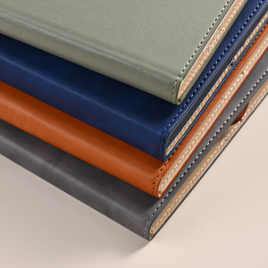 Chất lượng cao da A6 bìa da ràng buộc Tạp Chí ràng buộc cạnh dòng cuộc họp PHÚT Nhật Ký màu xanh da kinh doanh máy tính xách tay - Product Image 4