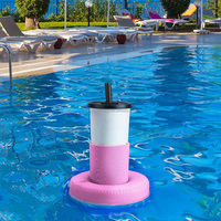 Porte-boisson flottant en néoprène uni blanc été réutilisable peut manches boisson piscine flotteurs porte-gobelets